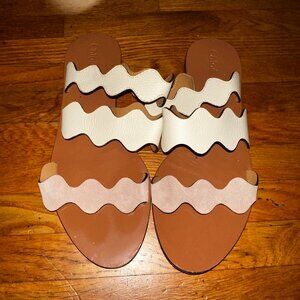Chloe Flat Wave Scalloped Sandals 39